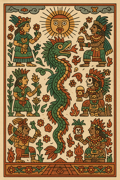 Aztec codex with gods